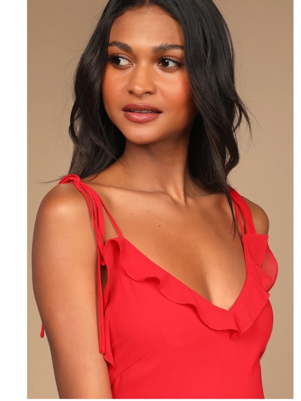 NWT Lulu’s Never a Dull Moment Bright Red Tie-Strap Pleated Midi Dress XS & M - Picture 5 of 11
